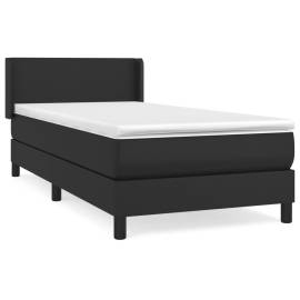 Pat box spring cu saltea, negru, 90x190 cm, piele ecologică, 2 image