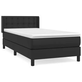 Pat box spring cu saltea, negru, 90x190 cm, piele ecologică, 2 image