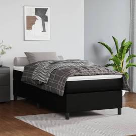 Pat box spring cu saltea, negru, 90x200 cm, piele ecologică