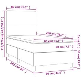 Pat continental cu saltea & led, negru, 80x200 cm, piele eco, 8 image