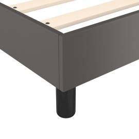 Pat box spring cu saltea, gri, 90x190 cm, piele ecologică, 7 image