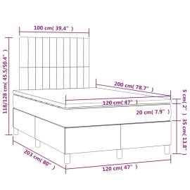 Pat box spring cu saltea, roz, 120x200 cm, catifea, 6 image