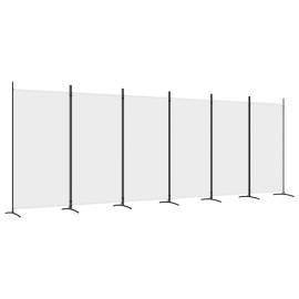 Paravan cameră cu 6 panouri, alb, 520x180 cm, textil, 2 image