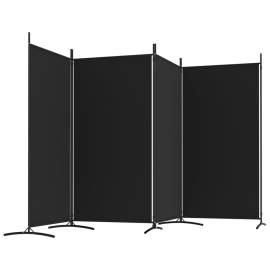 Paravan de cameră cu 4 panouri, negru, 346x180 cm, textil, 5 image