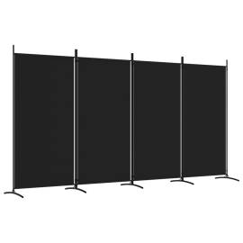 Paravan de cameră cu 4 panouri, negru, 346x180 cm, textil, 2 image
