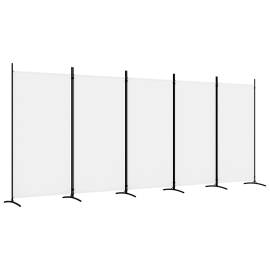 Paravan de cameră cu 5 panouri, alb, 433x180 cm, textil, 2 image