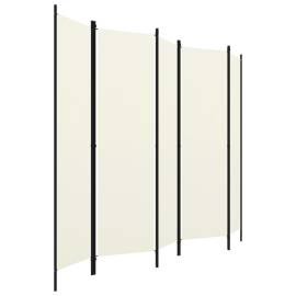 Paravan de cameră cu 5 panouri, alb crem, 250 x 180 cm, 3 image
