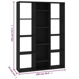 Separator cameră/bibliotecă, negru, 100x24x140 cm, pal, 7 image
