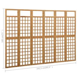 Separator cameră cu 6 panouri, 242,5x180 cm, nuiele lemn brad, 6 image