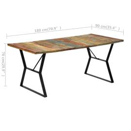 Masă de bucătărie, 180 x 90 x 76 cm, lemn masiv reciclat, 6 image
