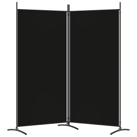 Paravan de cameră cu 2 panouri, negru, 175x180 cm, textil, 5 image