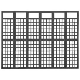 Separator cameră 6 panouri negru 242,5x180 cm nuiele/lemn brad, 3 image