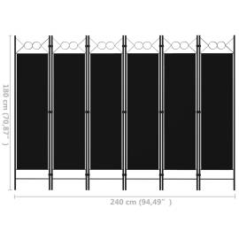Paravan de cameră cu 6 panouri, negru, 240 x 180 cm, 6 image