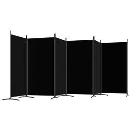 Paravan de cameră cu 6 panouri, negru, 520x180 cm, textil, 5 image