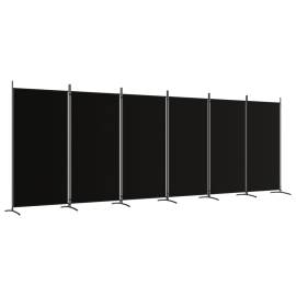 Paravan de cameră cu 6 panouri, negru, 520x180 cm, textil, 2 image