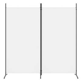 Paravan de cameră cu 2 panouri, alb, 175x180 cm, textil, 3 image