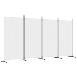 Paravan de cameră cu 4 panouri, alb, 346x180 cm, textil, 2 image