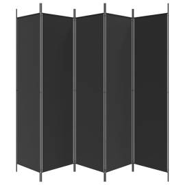 Paravan de cameră cu 5 panouri, negru, 250x200 cm, textil, 4 image
