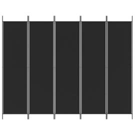 Paravan de cameră cu 5 panouri, negru, 250x200 cm, textil, 3 image