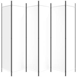 Paravan de cameră cu 6 panouri, alb, 300x200 cm, textil, 4 image