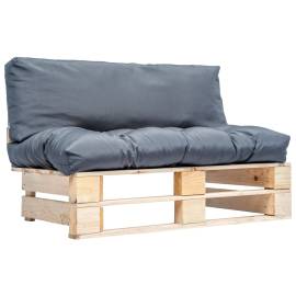 Canapea de grădină din paleți cu perne gri, lemn de pin