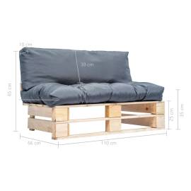 Canapea de grădină din paleți cu perne gri, lemn de pin, 5 image