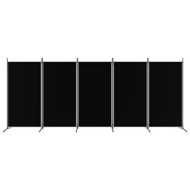 Paravan de cameră cu 5 panouri, negru, 433x180 cm, textil, 3 image