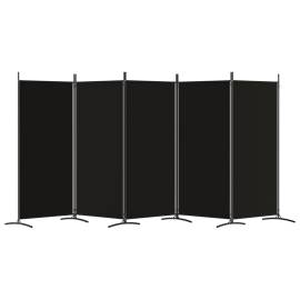 Paravan de cameră cu 5 panouri, negru, 433x180 cm, textil, 4 image