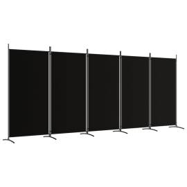 Paravan de cameră cu 5 panouri, negru, 433x180 cm, textil, 2 image