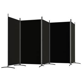 Paravan de cameră cu 5 panouri, negru, 433x180 cm, textil, 5 image