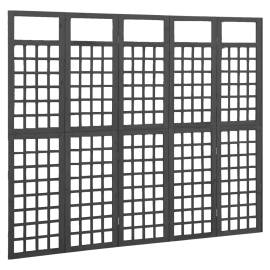 Separator cameră 5 panouri negru 201,5x180 cm nuiele/lemn brad, 2 image