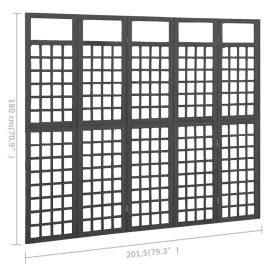 Separator cameră 5 panouri negru 201,5x180 cm nuiele/lemn brad, 6 image