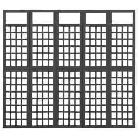 Separator cameră 5 panouri negru 201,5x180 cm nuiele/lemn brad, 3 image