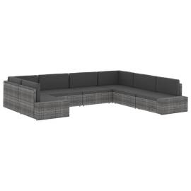 Canapea de colț modulară cu cotieră dreapta, negru, poliratan, 10 image