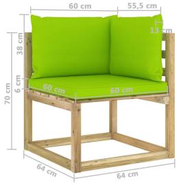 Canapea de grădină colțar cu perne, lemn de pin verde tratat, 7 image