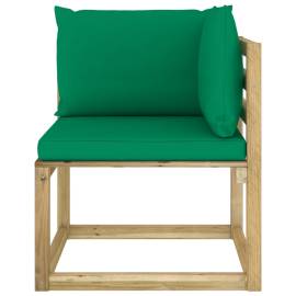 Canapea de grădină colțar cu perne, lemn de pin verde tratat, 4 image