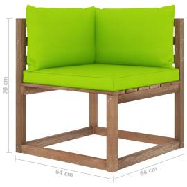 Canapea de grădină din paleți colțar, cu perne verde aprins, 6 image