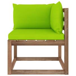 Canapea de grădină din paleți colțar, cu perne verde aprins, 3 image