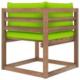 Canapea de grădină din paleți colțar, cu perne verde aprins, 4 image