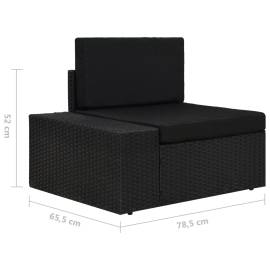 Canapea modulară cu 2 locuri, negru, poliratan, 8 image