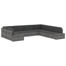 Canapea modulară cu 2 locuri, negru, poliratan, 11 image