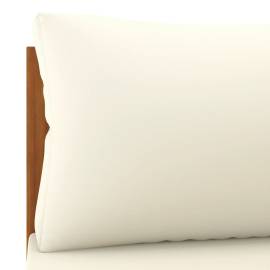 Canapea modulară de colț cu perne alb crem, lemn de acacia, 6 image