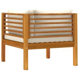 Canapea modulară de colț cu perne alb crem, lemn de acacia, 5 image