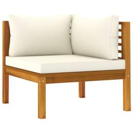 Canapea modulară de colț cu perne alb crem, lemn de acacia, 2 image