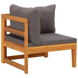 Canapea de colț cu perne gri închis, lemn masiv acacia, 3 image