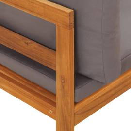 Canapea de colț cu perne gri închis, lemn masiv acacia, 6 image