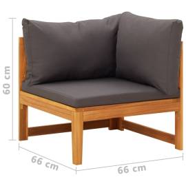 Canapea de colț cu perne gri închis, lemn masiv acacia, 8 image