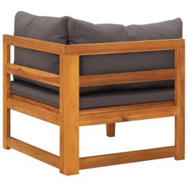 Canapea de colț cu perne gri închis, lemn masiv acacia, 4 image