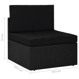 Canapea modulară cu 3 locuri, negru, poliratan, 7 image