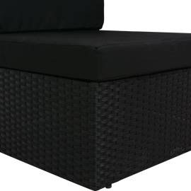 Canapea modulară cu 3 locuri, negru, poliratan, 5 image